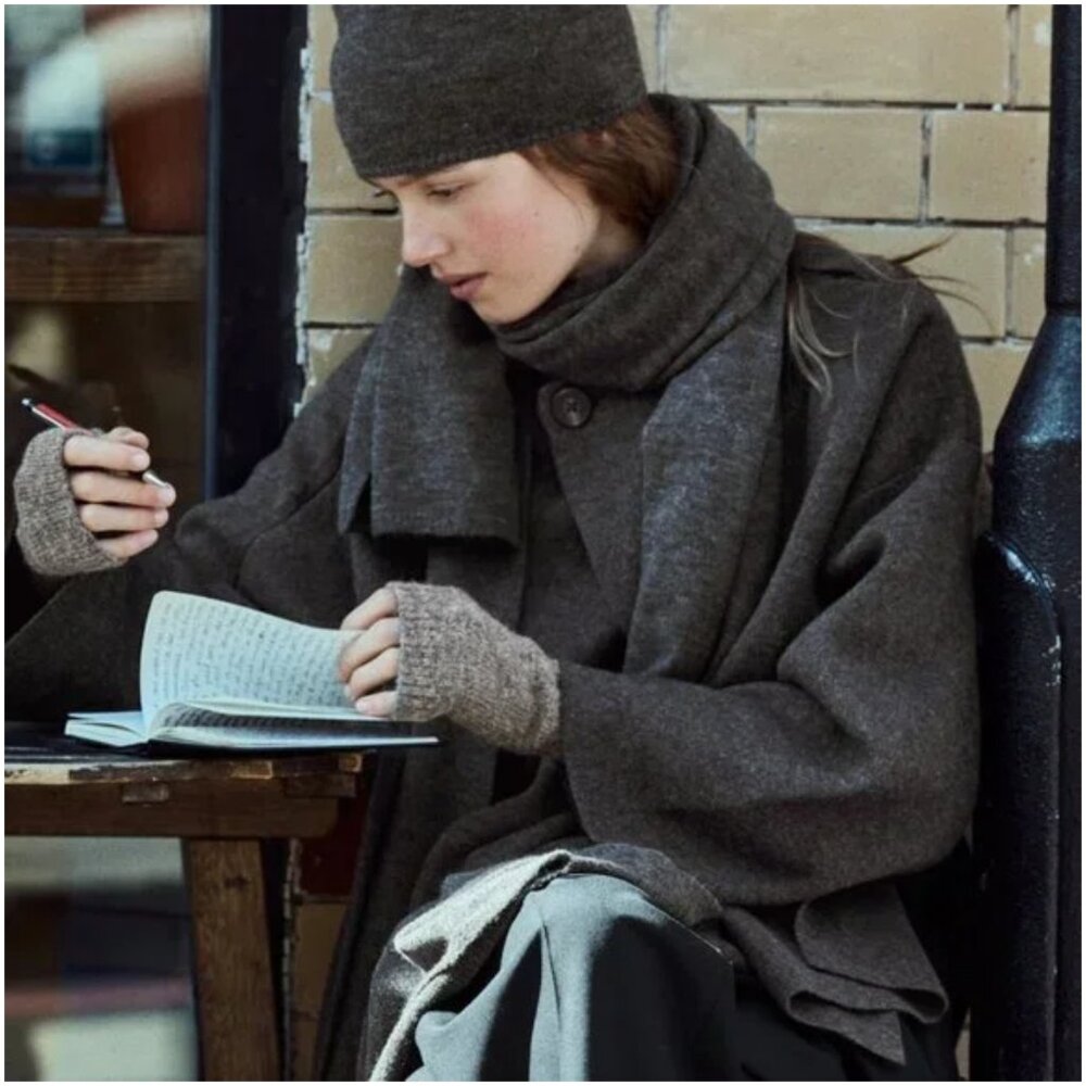 ZARA CROP KNIT COAT WITH ASYMMETRICAL SCARF